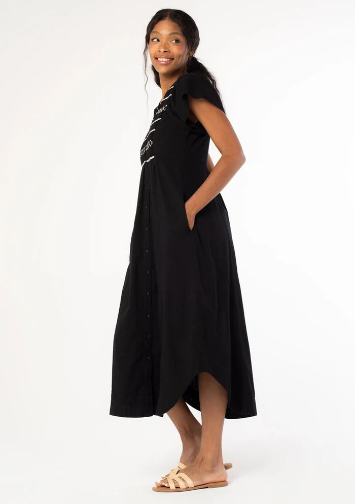 Cotton Slub Smocked Button Down Midi Dress - Adored A Lovely Boutique