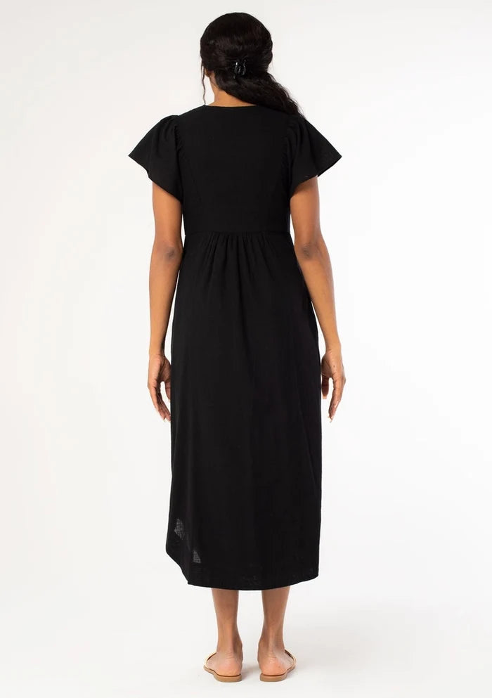 Cotton Slub Smocked Button Down Midi Dress - Adored A Lovely Boutique