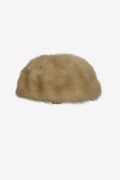 Cream Mink Fur Beret with PomPoms