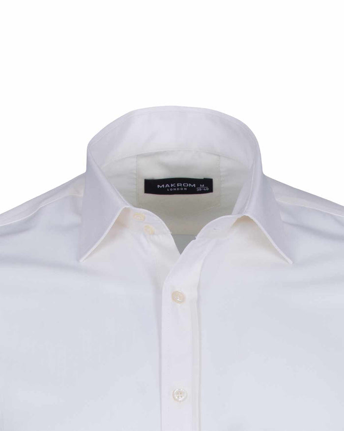 Cream Plain Double Cuff Shirt-Makrom