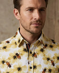 Cream Pure Cotton Honey Bee Print Men's Shirt