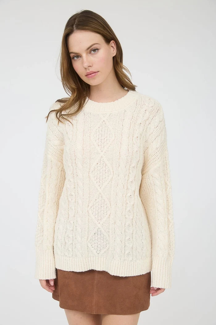 Crew Neck Cable Knit Sweater
