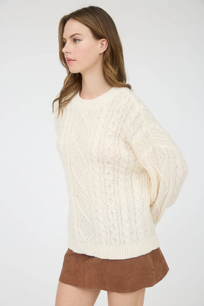 Crew Neck Cable Knit Sweater
