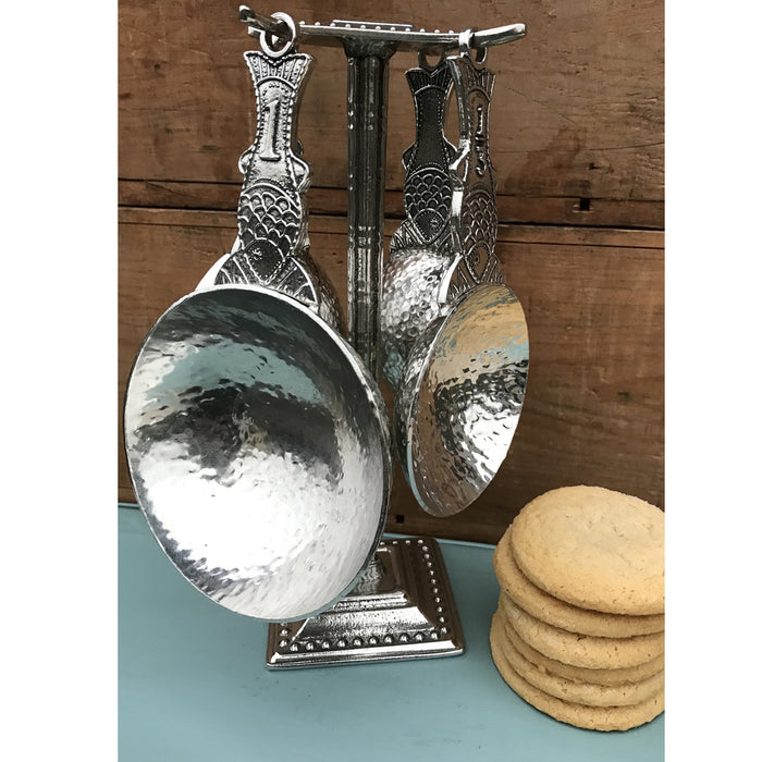 Crosby & Taylor Fish Artisan Pewter Measuring Cups with Display Post