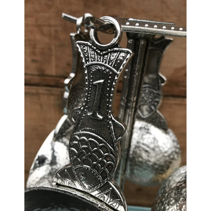 Crosby & Taylor Fish Artisan Pewter Measuring Cups with Display Post