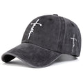 Embroidered faith letter cap designed for adults in every season, shown in a style view for easy color and detail comparison.