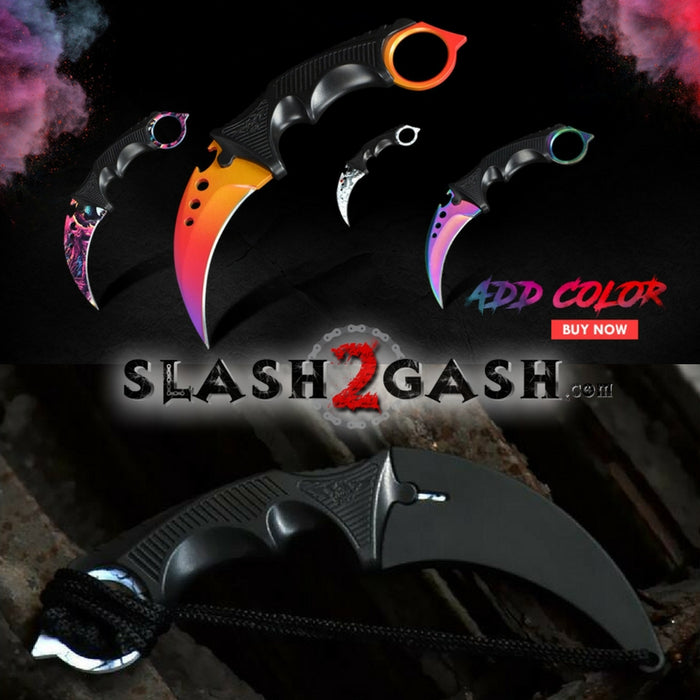 CSGO Doppler Sapphire Blue ELITE Karambit FULL TANG Tactical Claw Neck Knife