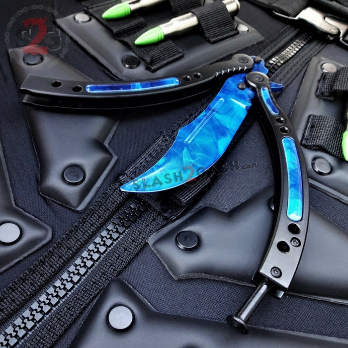 CSGO Doppler Sapphire Butterfly Knife TRAINER Dull PRACTICE Balisong