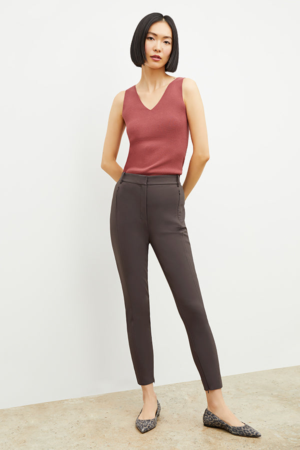 Front image of a woman wearing the Curie Pant in Dark Mink | Grid | Exclude