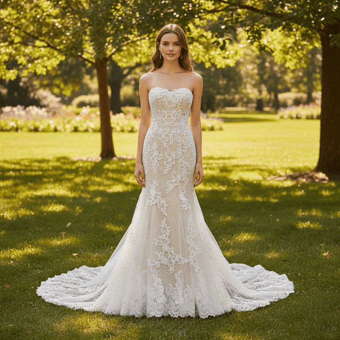 Curvy Mermaid Wedding Dress Gown with Super Flattering Lace - Rosymae