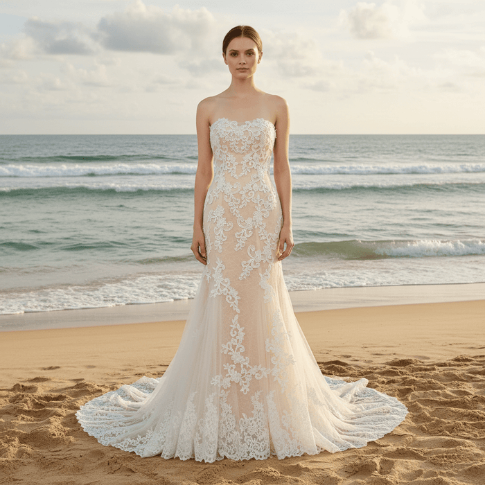 Curvy Mermaid Wedding Dress Gown with Super Flattering Lace - Rosymae