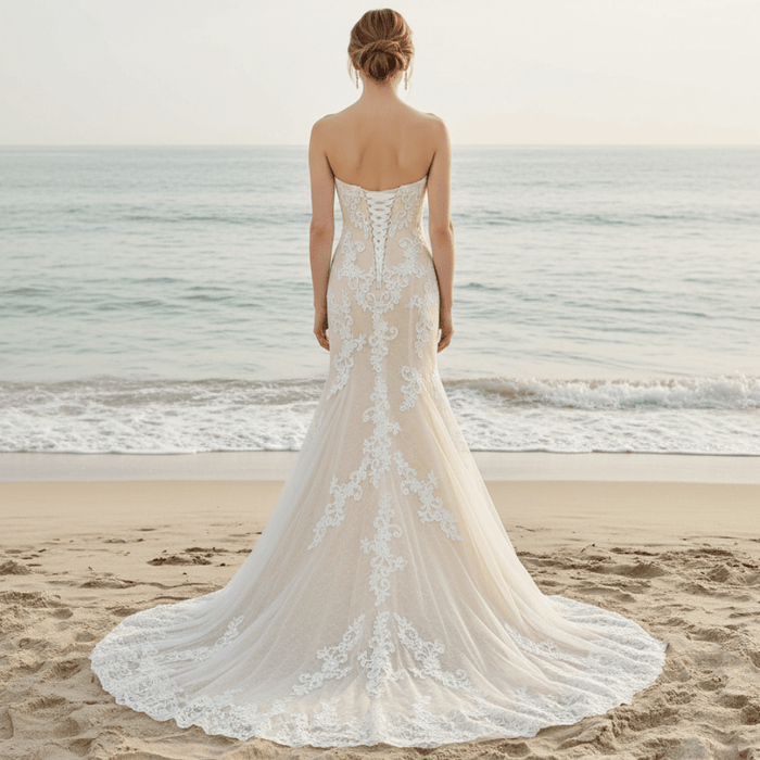 Curvy Mermaid Wedding Dress Gown with Super Flattering Lace - Rosymae