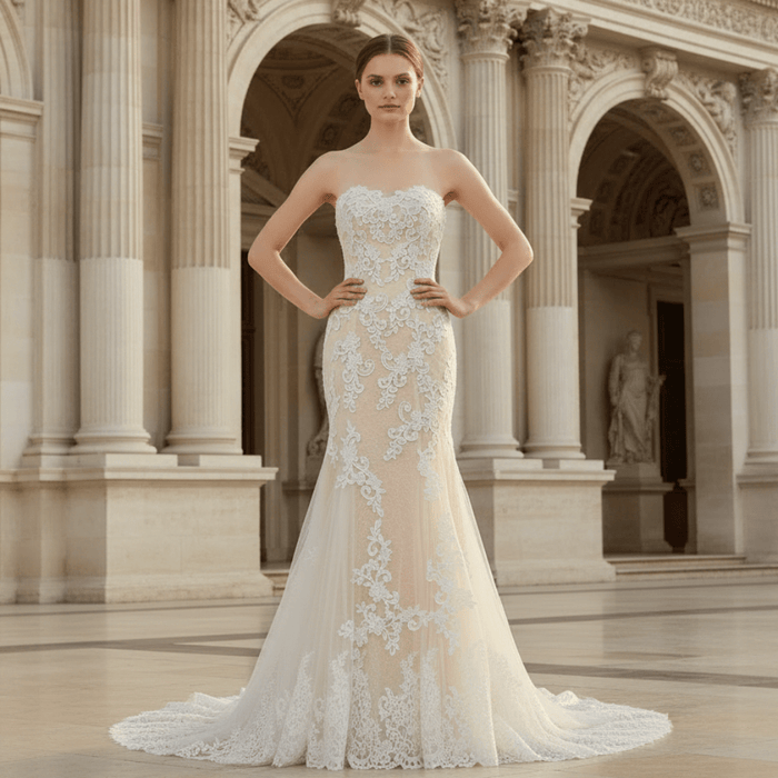 Curvy Mermaid Wedding Dress Gown with Super Flattering Lace - Rosymae