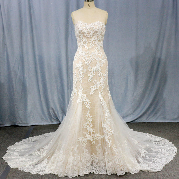 Curvy Mermaid Wedding Dress Gown with Super Flattering Lace - Rosymae