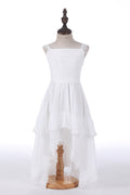 Cute White High Low Beach Flower Girl Dress