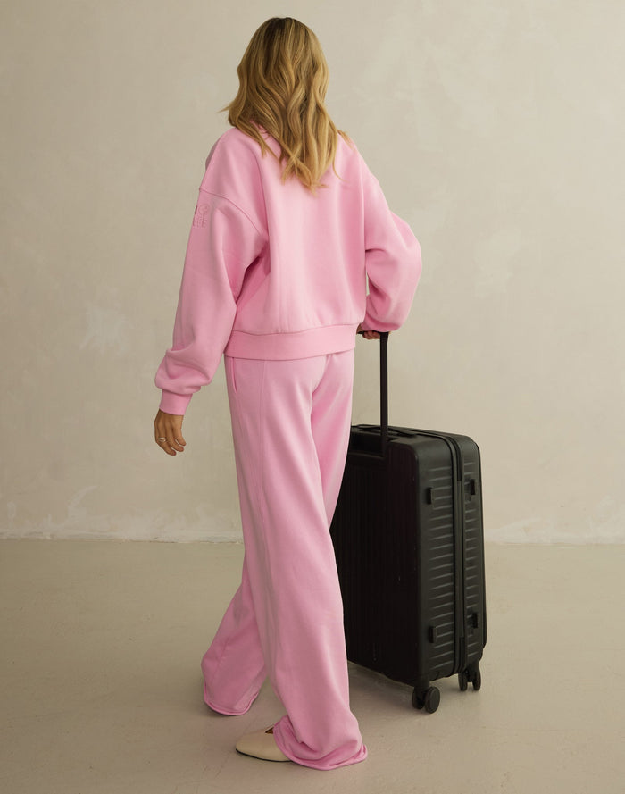 Daily Snap Collar Sweatshirt in Pink Blossom