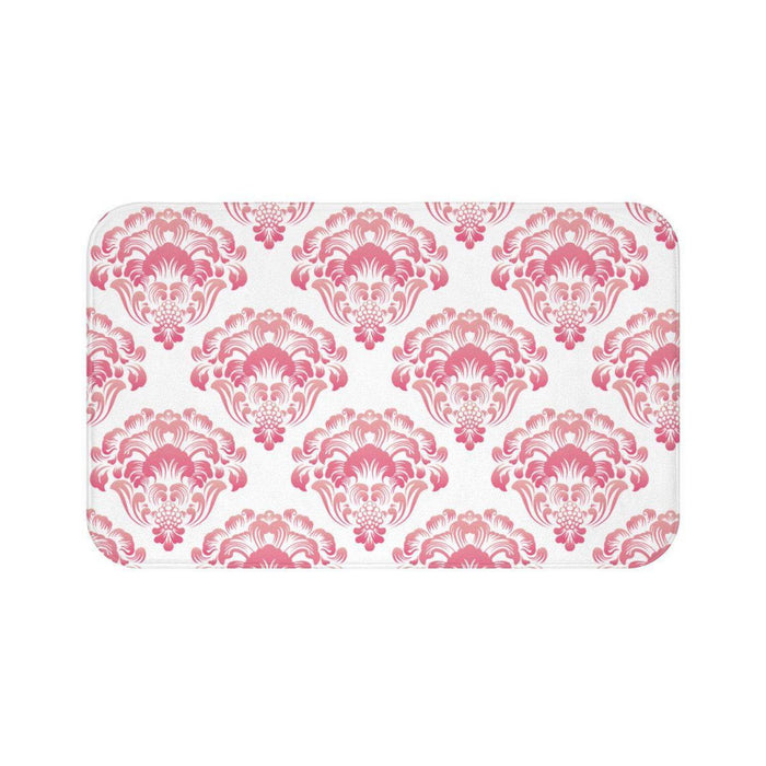 Pink Damask Bath Mat, Vintage Bath Rug, Traditional Bath Mat, Bathtub Mat, Shower Mat, Bathroom Bath Mat, Bathroom Decor