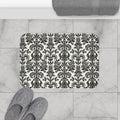 Black White Damask Bath Mat, Vintage Bath Rug, Traditional Bath Mat, Bathtub Mat, Shower Mat, Bathroom Bath Mat, Bathroom Decor