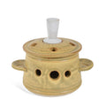 Dan Saultman Porcelain Pottery Garlic Keeper with Finial Lid, Wheat