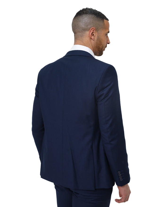 Dark Blue Classic Plain 3 Piece Men's Suit-Makrom