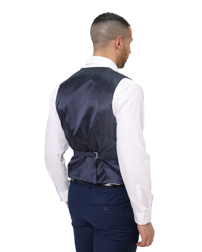 Dark Blue Classic Plain 3 Piece Men's Suit-Makrom