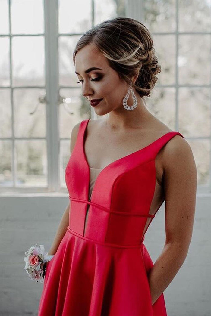 Dark Green Long Prom Dress with Pockets