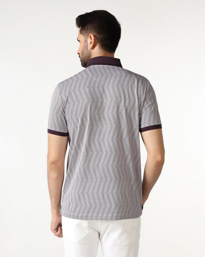 Dark Purple Printed Polo - Zap