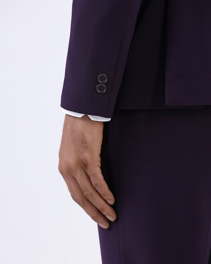 Dark Purple Three Piece Textured Suit - Gerren