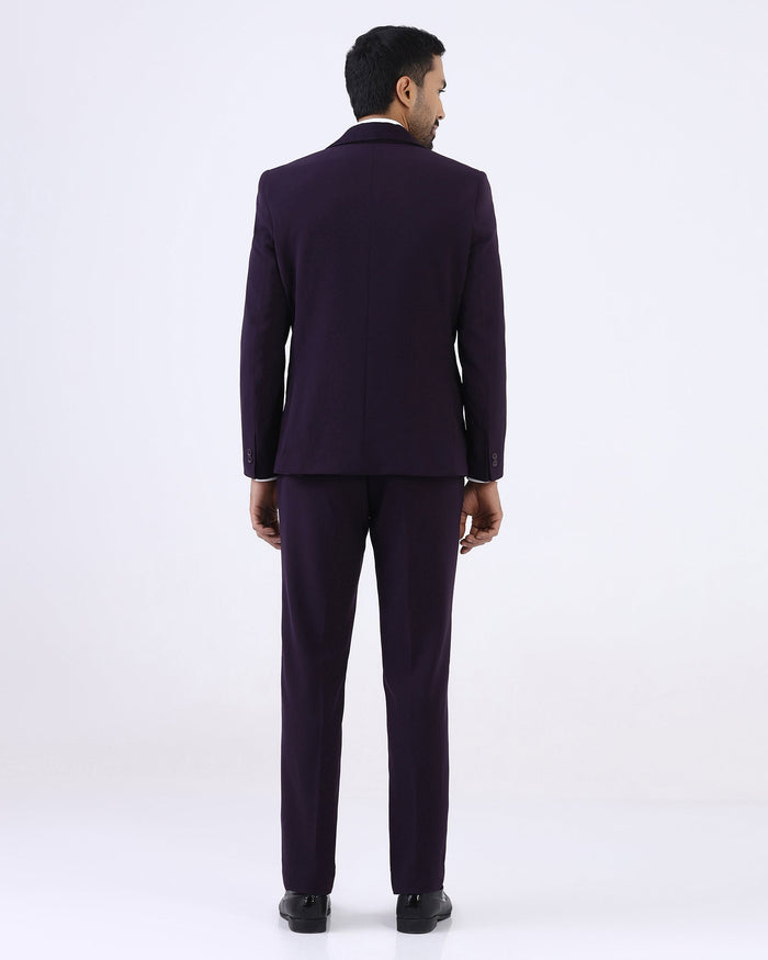 Dark Purple Three Piece Textured Suit - Gerren