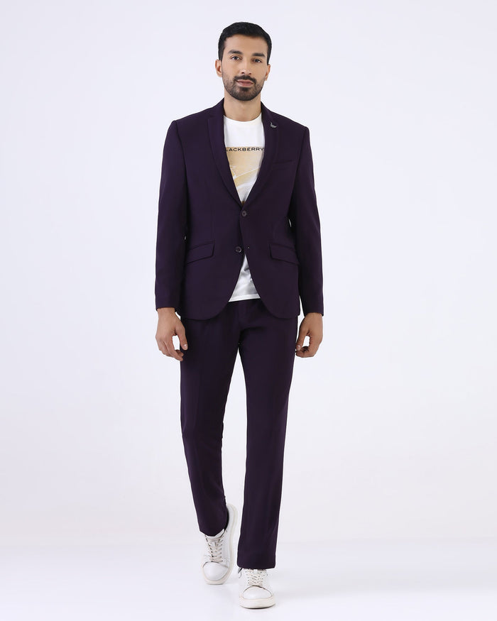 Dark Purple Three Piece Textured Suit - Gerren