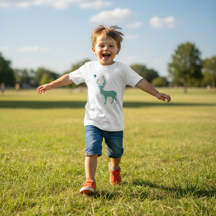 Kids Short Sleeve Cotton Tee Woodland Deer, Kids Tops, Kids T-shirts, Kids Clothing, Kids Toddler Clothing, Made in the USA | Pippa + June