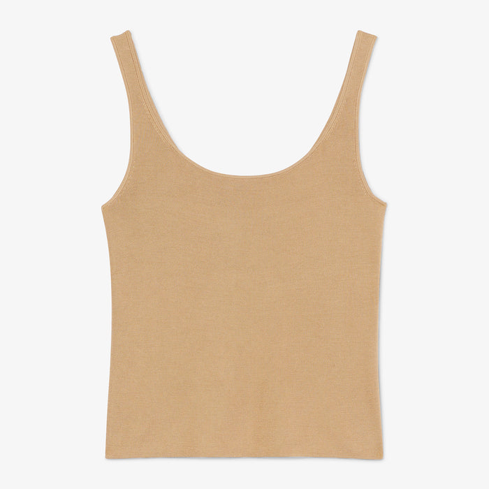 packshot image of the delphine top in camel