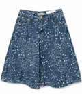 Denim Blue Leopard Print Bermuda Shorts - Born To Glam