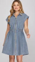 Denim Midi Zipper Dress