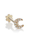Diamond Moon Threaded Earstud - Yellow Gold