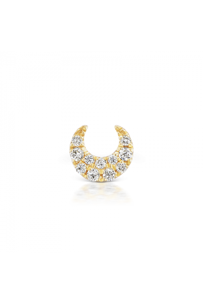 Diamond Moon Threaded Earstud - Yellow Gold