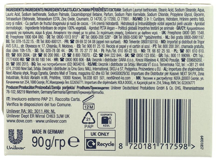 Dove Beauty Bar Soap Dragon Fruit Hand Soap for Face and Body (90g)