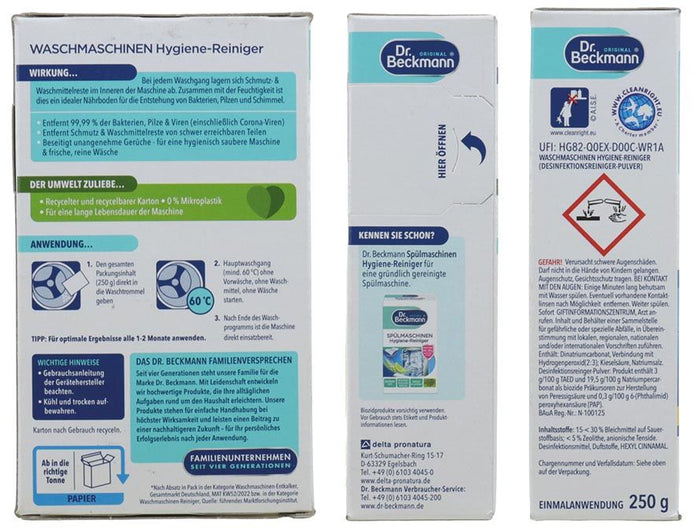 Dr. Beckmann Washing Machine Cleaner Against Bacteria & Odours 250 g