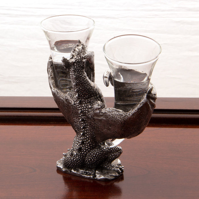 Dragon with Set of Horn Shaped Shot Glasses