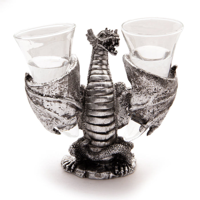 Dragon with Set of Horn Shaped Shot Glasses