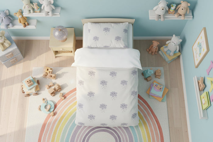 Kids Duvet Cover Bedding Set Clouds Gender Neutral, Nursery Bedding, Big Kid Toddler Bedding, Kids Bedding Sets, Made in the USA | Pippa + June