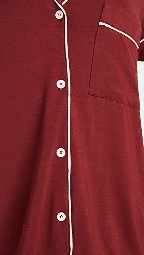 Eberjey Women's Gisele The Short PJ Set, Sangria/Ivory, Red, Off White, Large - foxberryparkproducts