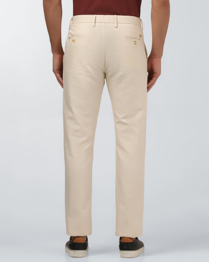 Ecru Linen Solid Khakis - Hazel