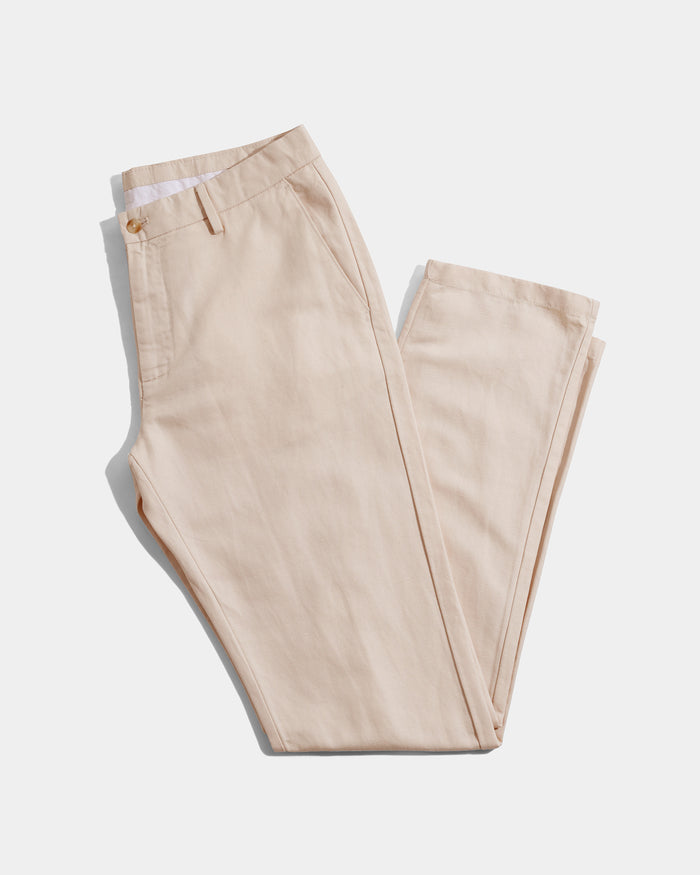 Ecru Linen Solid Khakis - Hazel