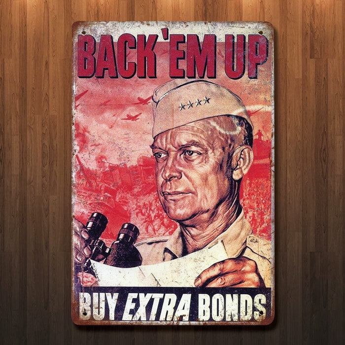 Eisenhower War Bonds Metal Sign