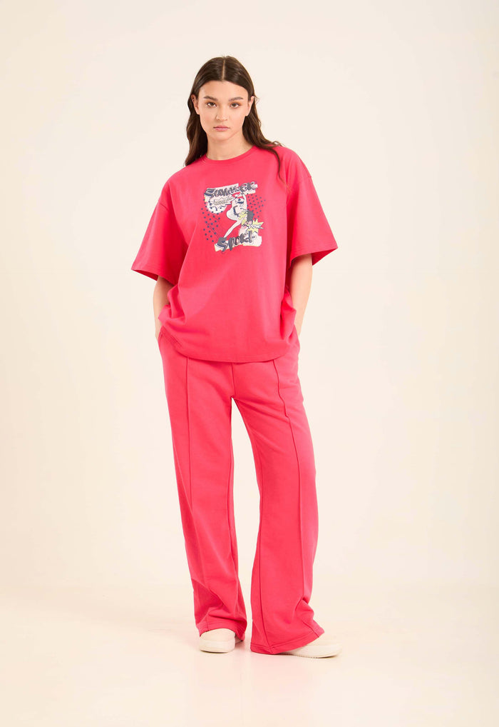 Elbow Sleeves Tee with "Summer Sport" Print