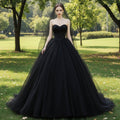 Elegant Ball Gown Sweetheart Black Wedding Dress Tulle Bridal Gown - Rosymae