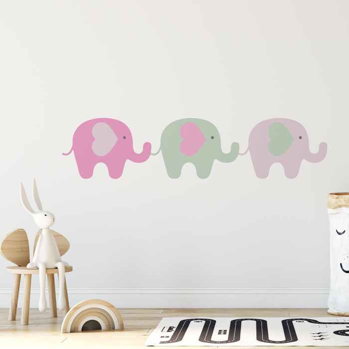Girls Wall Decals Elephants Pink, Baby Girl Nursery Wall Stickers, Girls Wall Decor, Girls Bedroom Decor, Nursery Decor & Accessories | Pippa + June