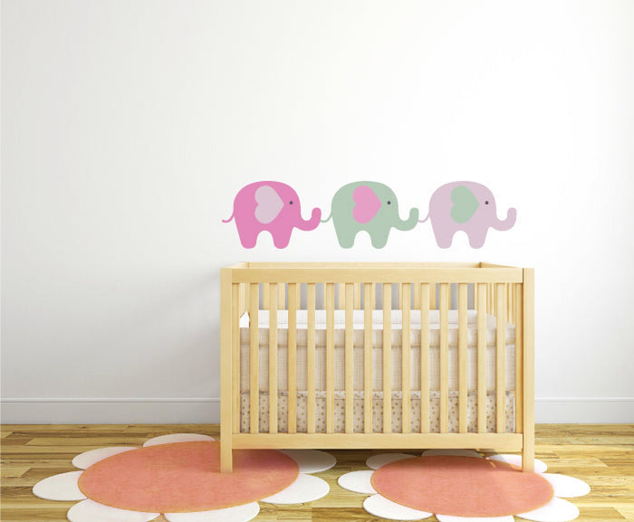 Girls Wall Decals Elephants Pink, Baby Girl Nursery Wall Stickers, Girls Wall Decor, Girls Bedroom Decor, Nursery Decor & Accessories | Pippa + June