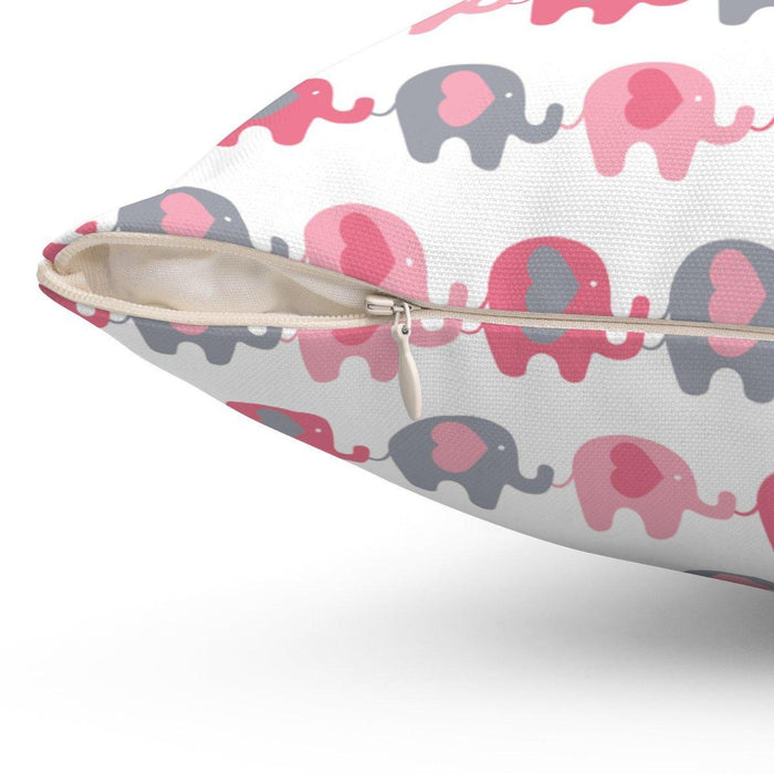 Girls Throw Pillow Pink Elephants, Girls Bedding, Girls Nursery Decor and Accessories, Made in the USA | Pippa + June